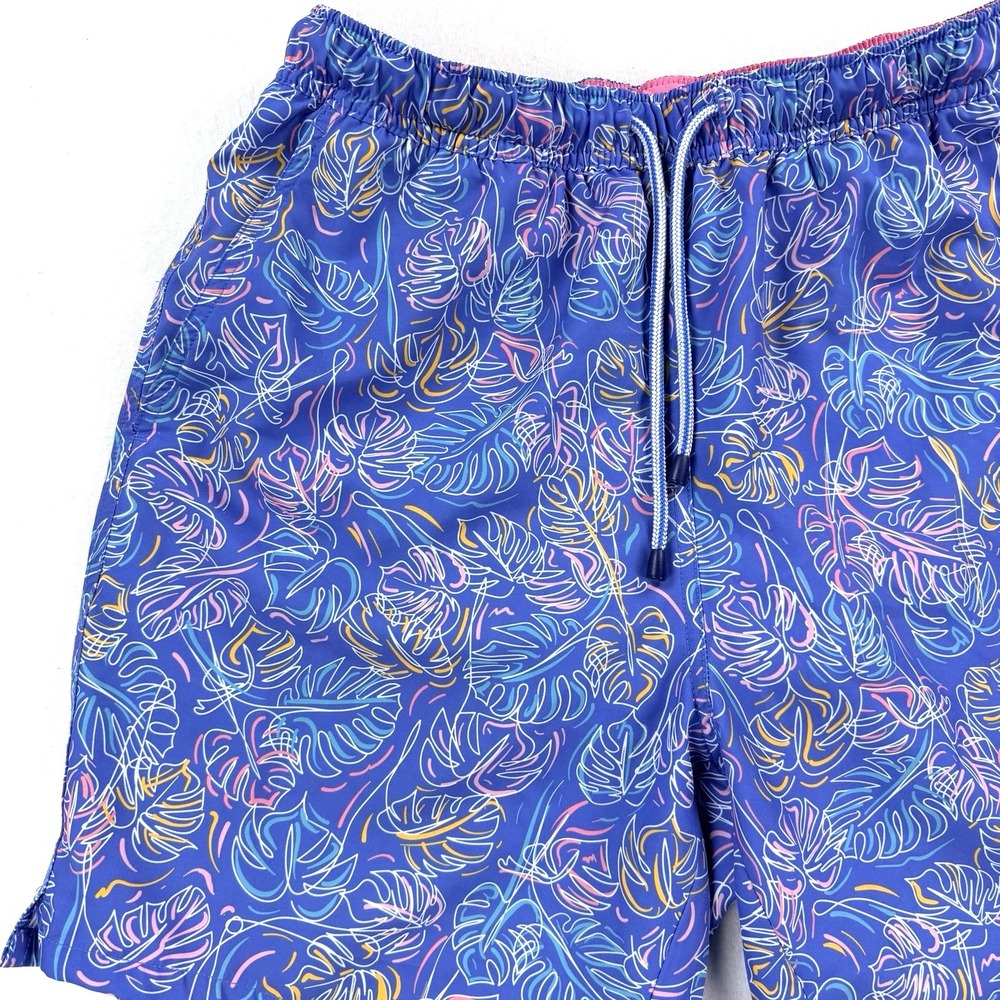 Mens Peter Millar Seaside Collection Board Shorts Swim Trunks Blue Leaves Medium - Picture 4 of 9